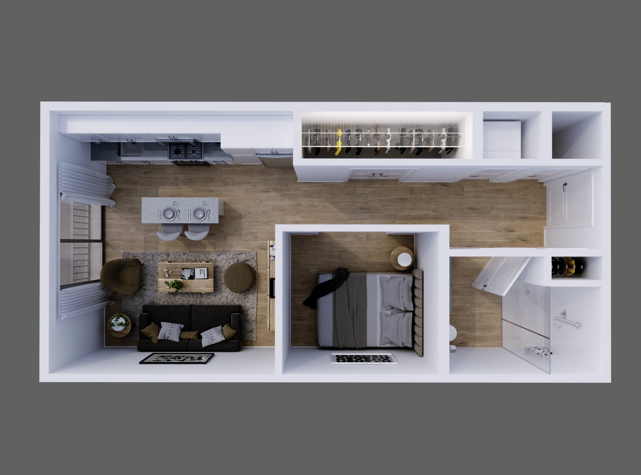 Oak 2 Studio Apartment in Huntsville, AL The Rockwell