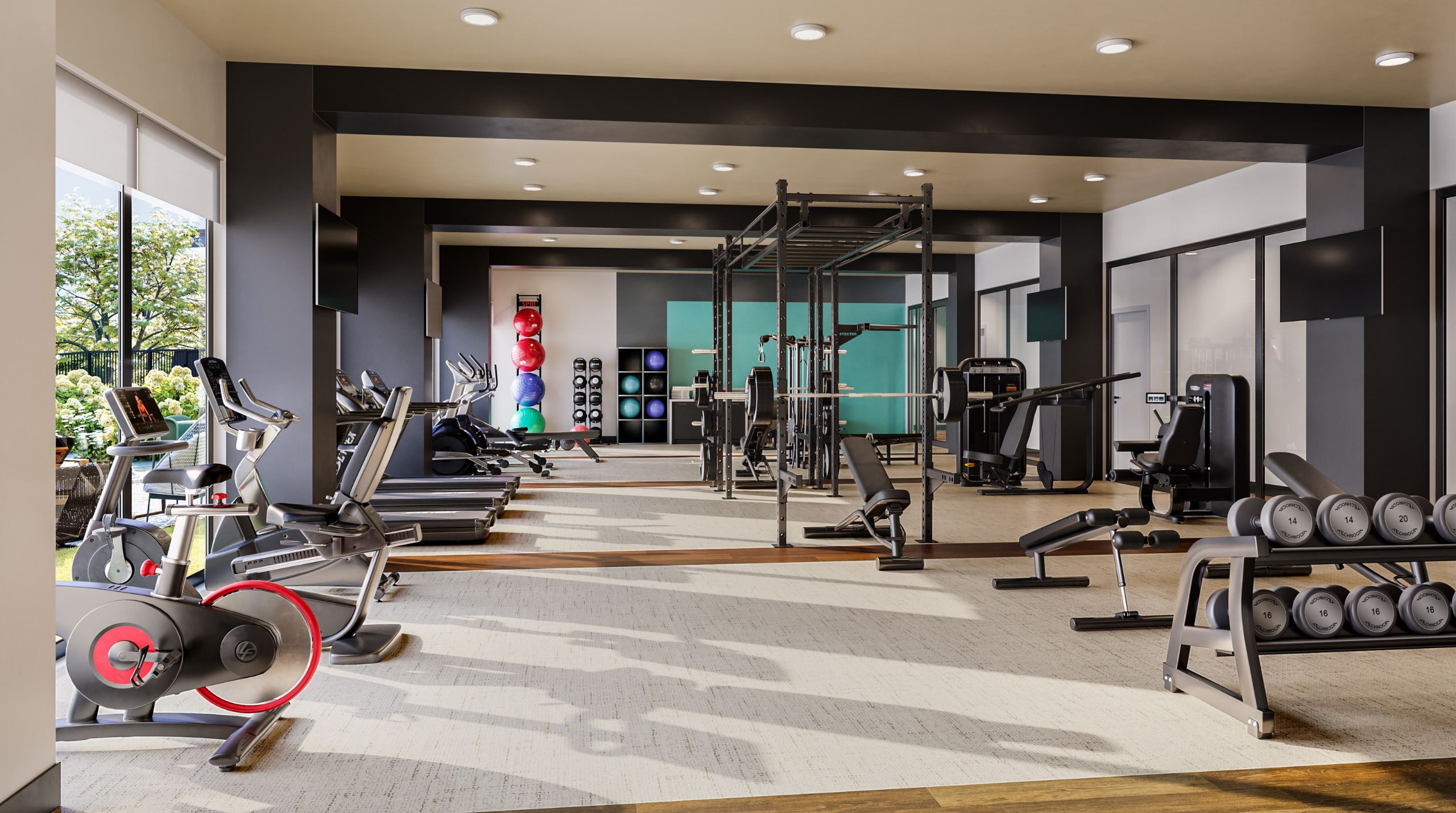 apartment gym at The Rockwell in Huntsville, AL